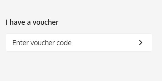 Voucher code entry field with text 'Enter voucher code'